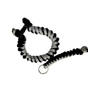 Paracord Bracelet Size 9" Snake design, black & white w/ Key Chain -New Handmade
